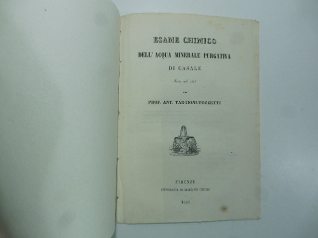 Esame chimico dell'acqua minerale purgativa di Casale fatta nel 1846
